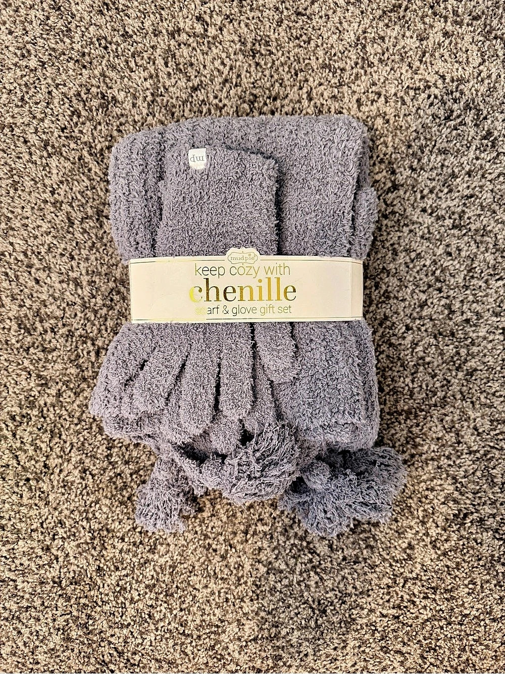 Mud Pie Chenille Scarf and Glove Set Purple